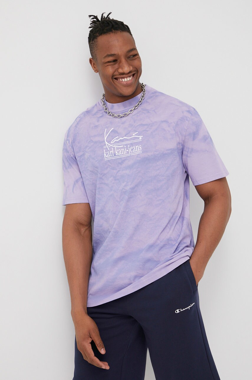 Karl kani tricou din bumbac culoarea violet, modelator