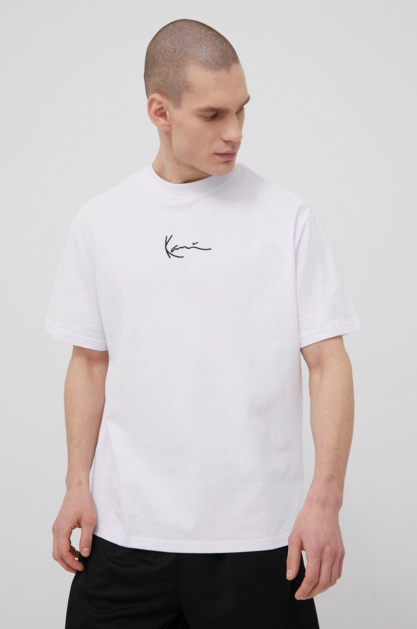 Karl Kani tricou din bumbac culoarea alb, cu imprimeu