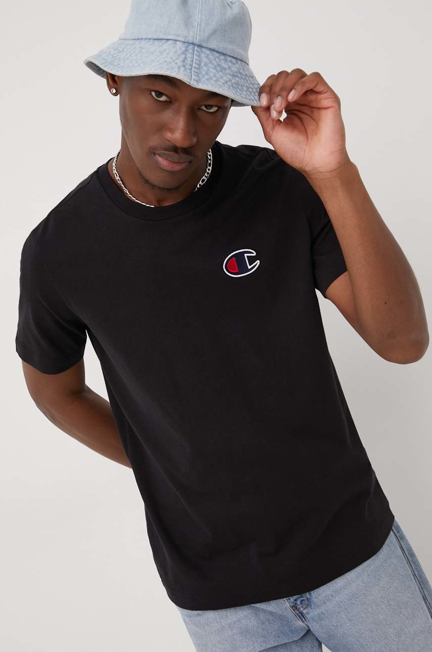 Champion tricou din bumbac 217069 culoarea negru, cu imprimeu 217069 imagine noua