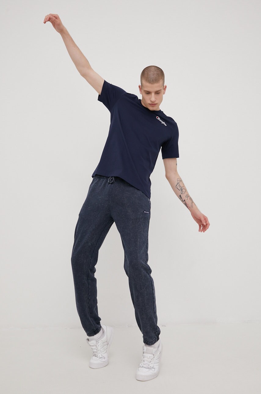 Champion tricou din bumbac 217813 culoarea albastru marin, cu imprimeu