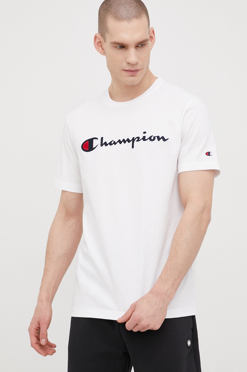 

Памучна тениска Champion 217814 в бяло с апликация, Бял