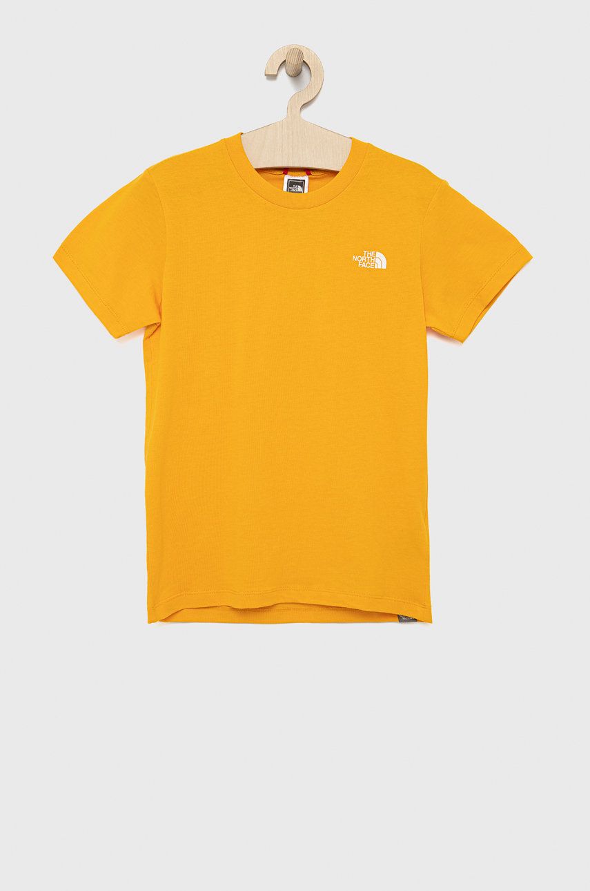 The North Face t-shirt bawełniany dziecięcy kolor żółty z nadrukiem