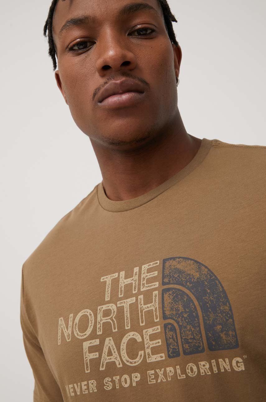 

Памучна тениска The North Face в зелено с принт, Зелен