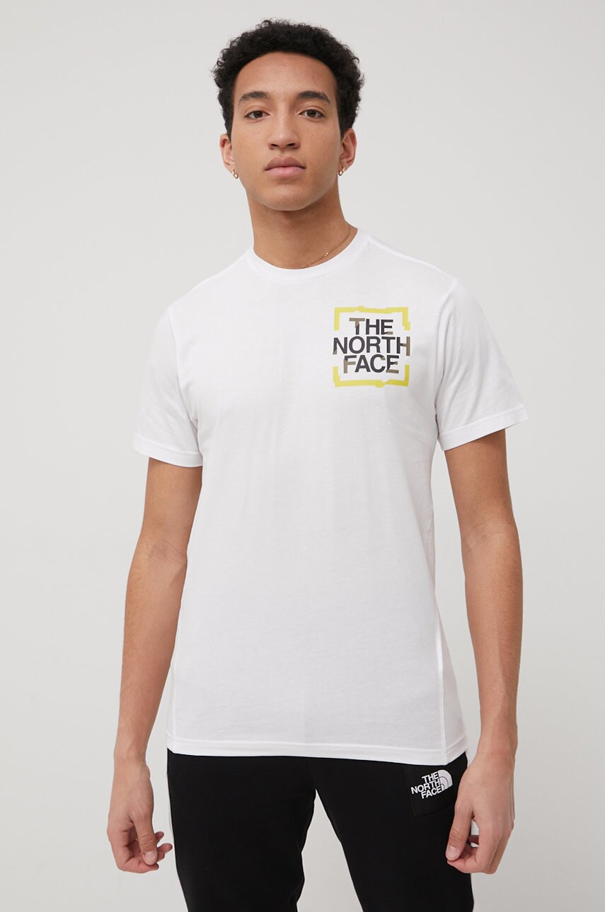 

Памучна тениска The North Face в бяло с принт, Бял