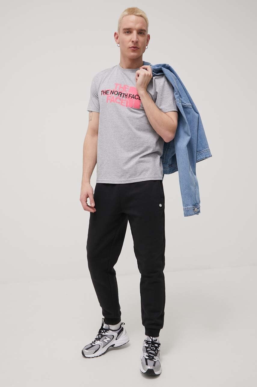 The north face tricou barbati, culoarea gri, melanj