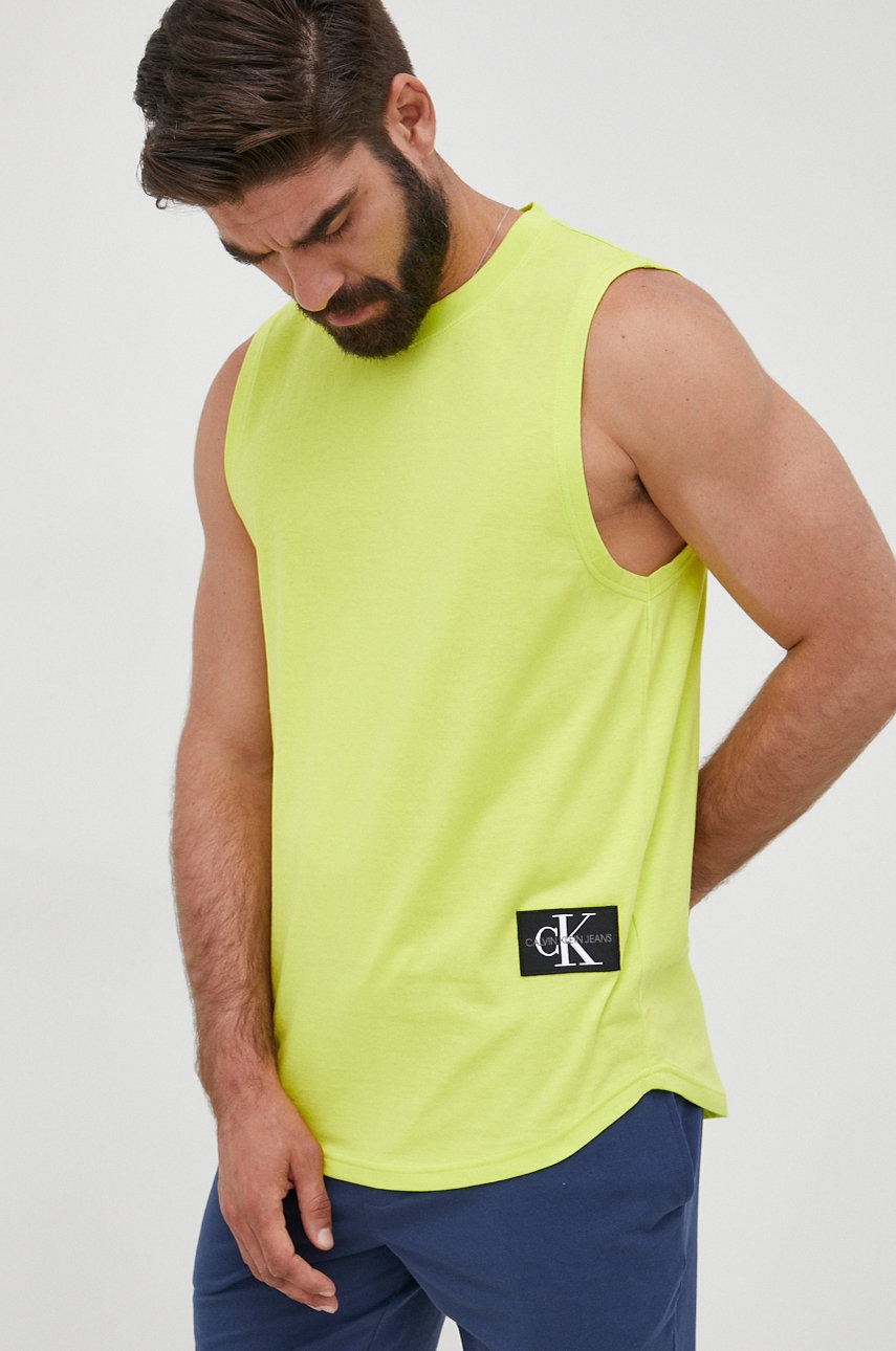 

Памучна тениска Calvin Klein Jeans в зелено, Зелен