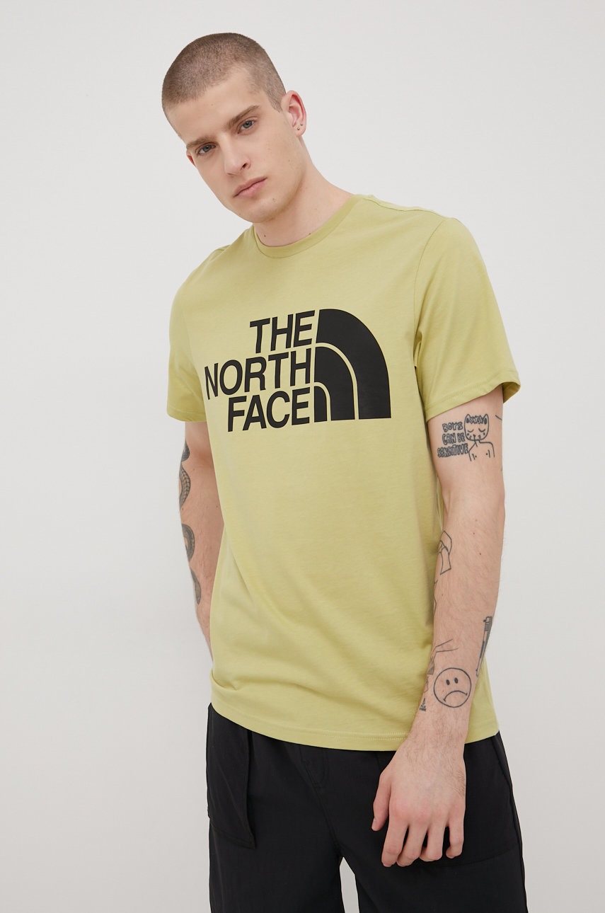 

Памучна тениска The North Face в зелено с принт, Зелен