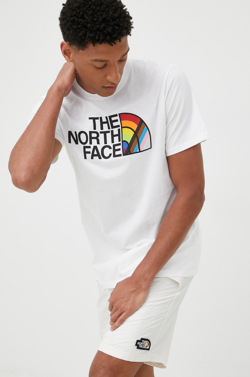 

Памучна тениска The North Face Pride в бяло с принт, Бял