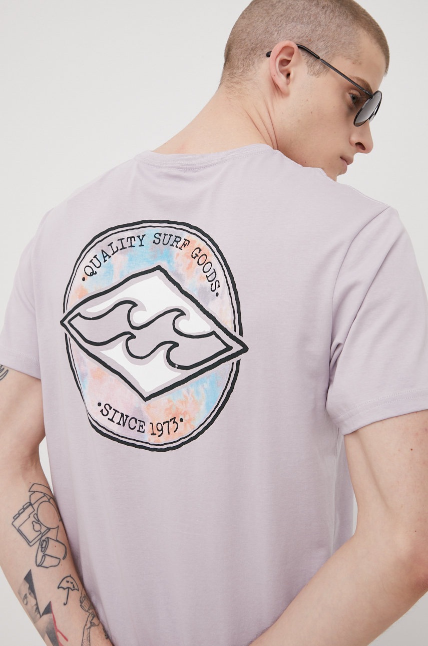 

Памучна тениска Billabong в розово с принт, Виолетов