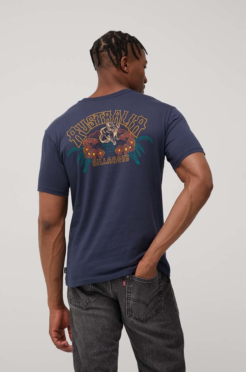 Billabong tricou din bumbac culoarea albastru marin, cu imprimeu