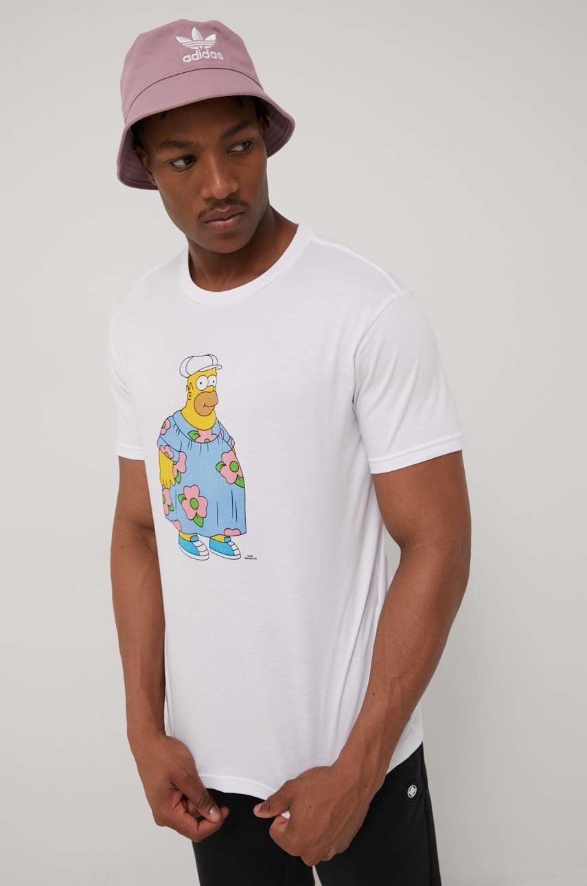 

Памучна тениска Billabong Billabong X The Simpsons в бяло с принт, Бял