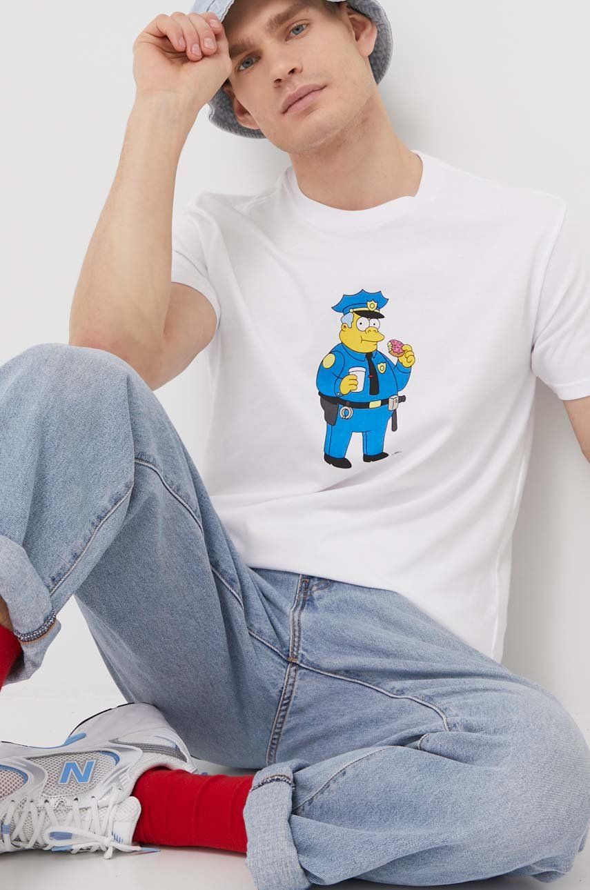 Billabong t-shirt bawełniany x The Simpsons kolor biały z nadrukiem