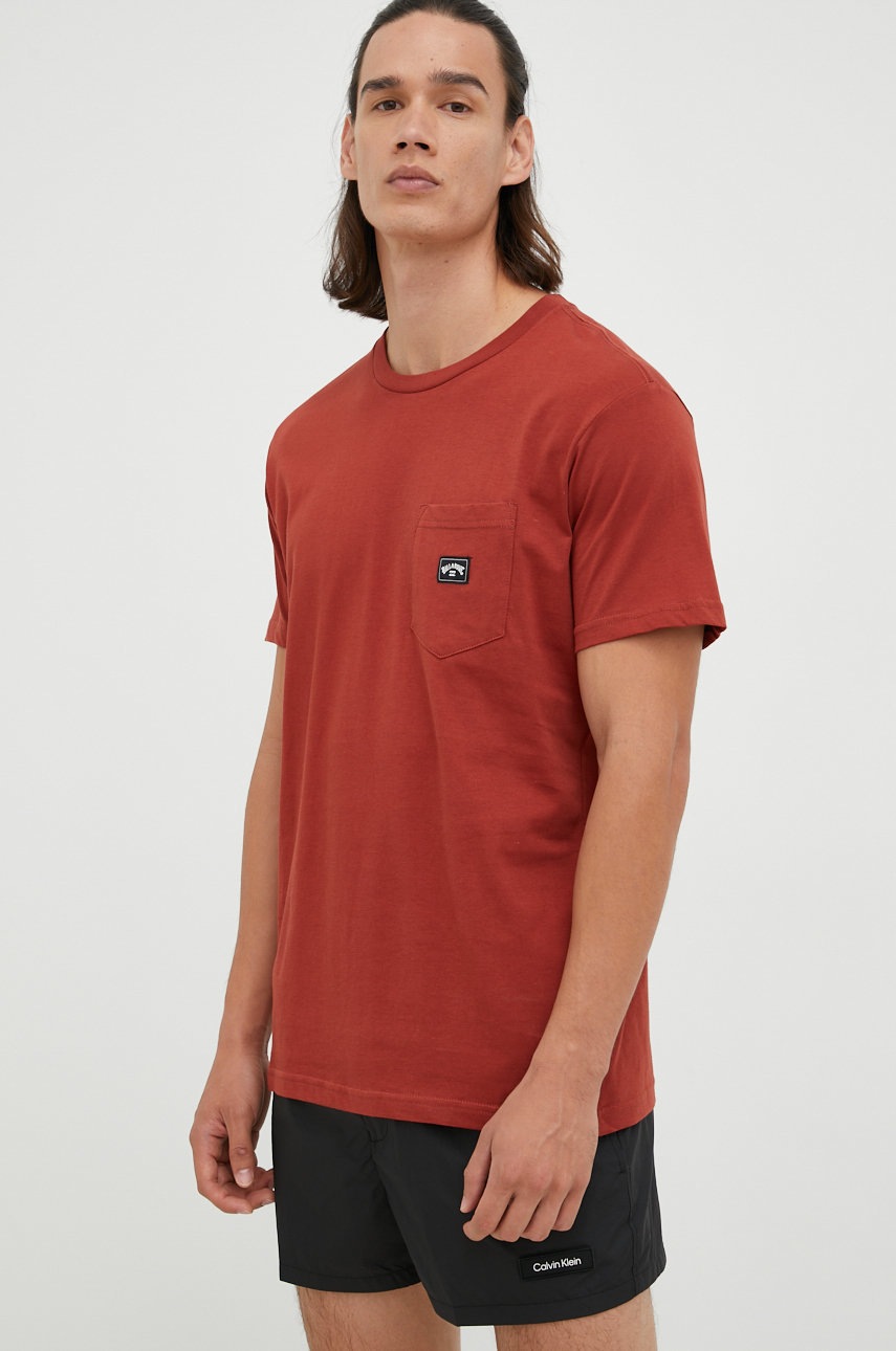 

Бавовняна футболка Billabong колір червоний однотонний