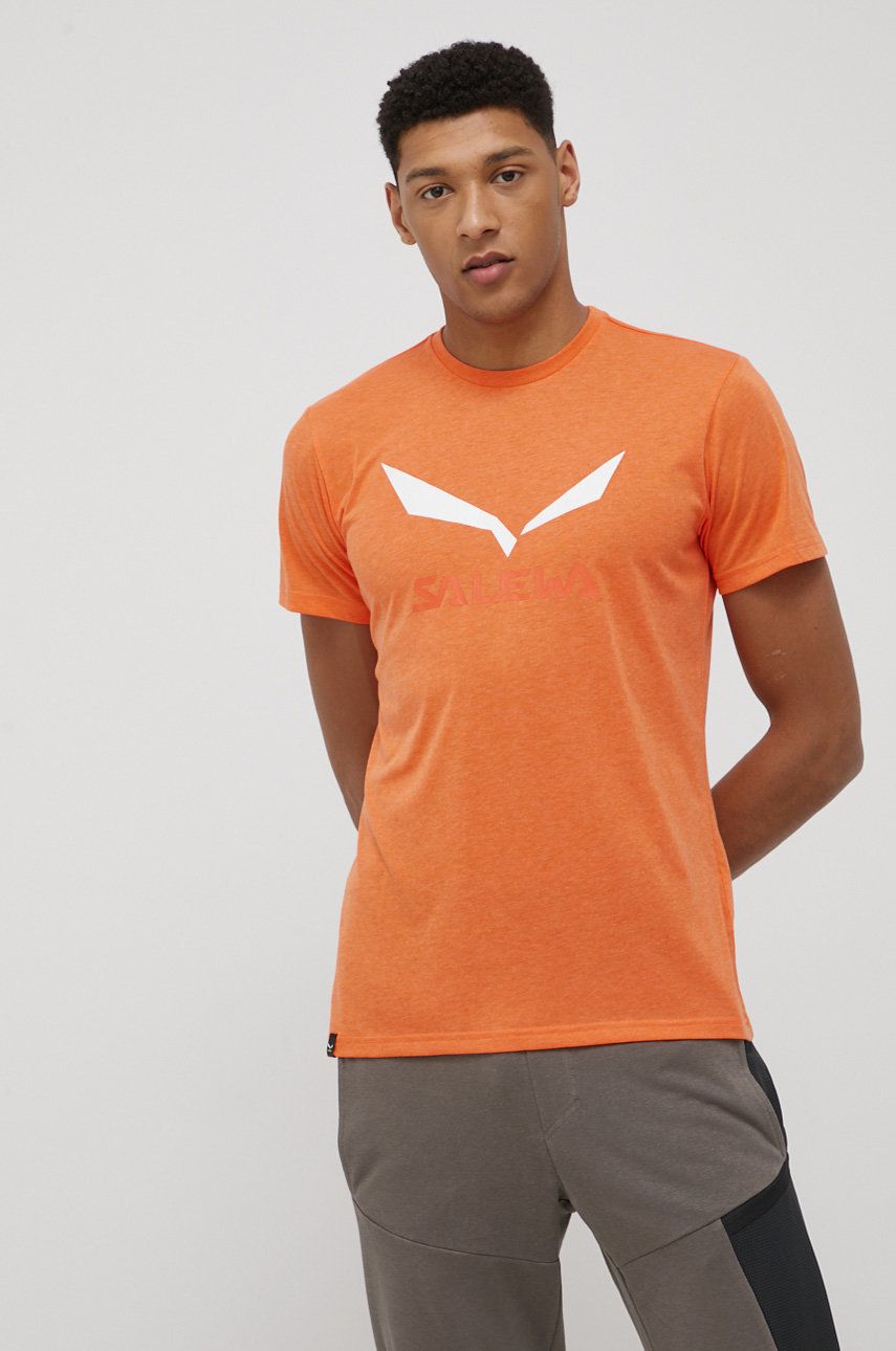 Salewa T-shirt sportowy Solidlogo kolor pomarańczowy z nadrukiem