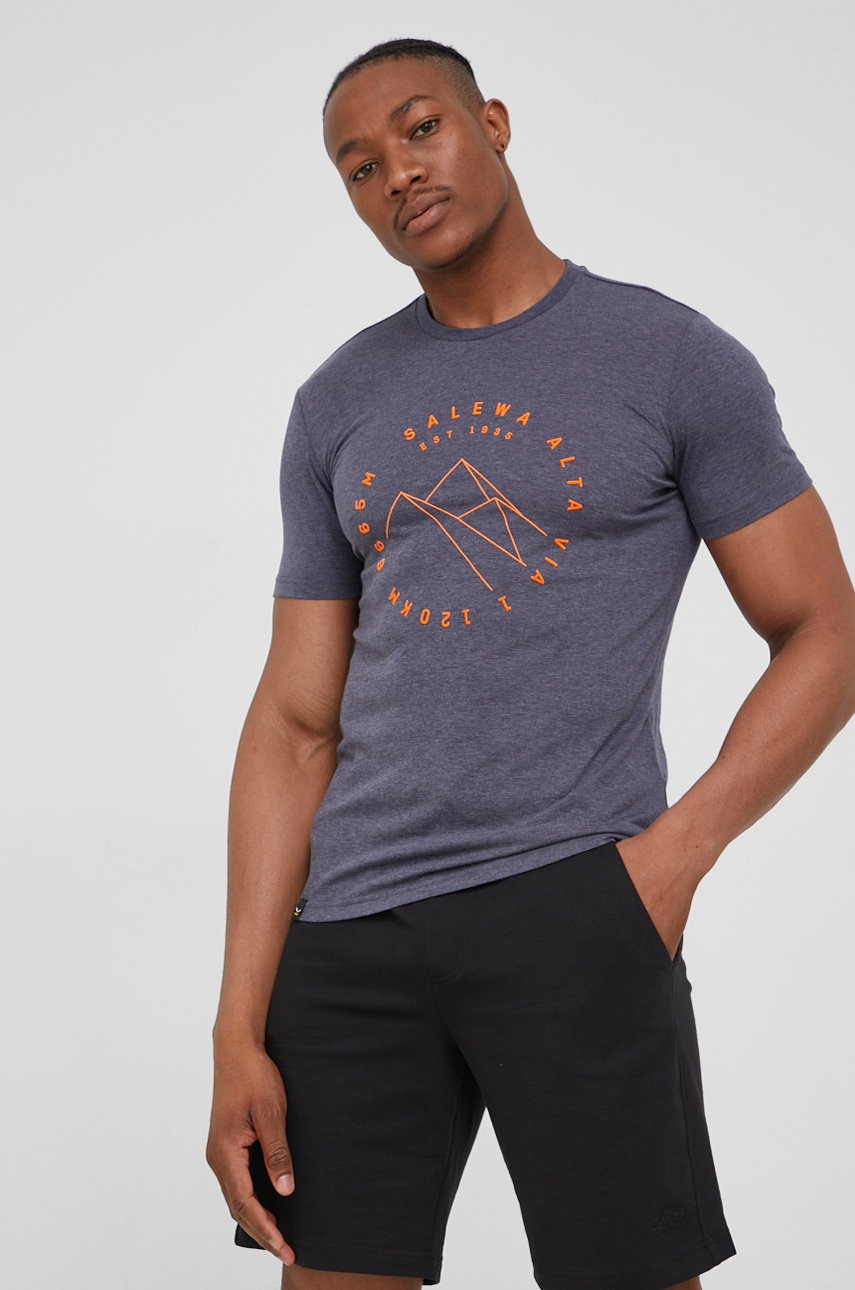 

Спортна тениска Salewa Alta Via в сиво с принт, Тъмносин