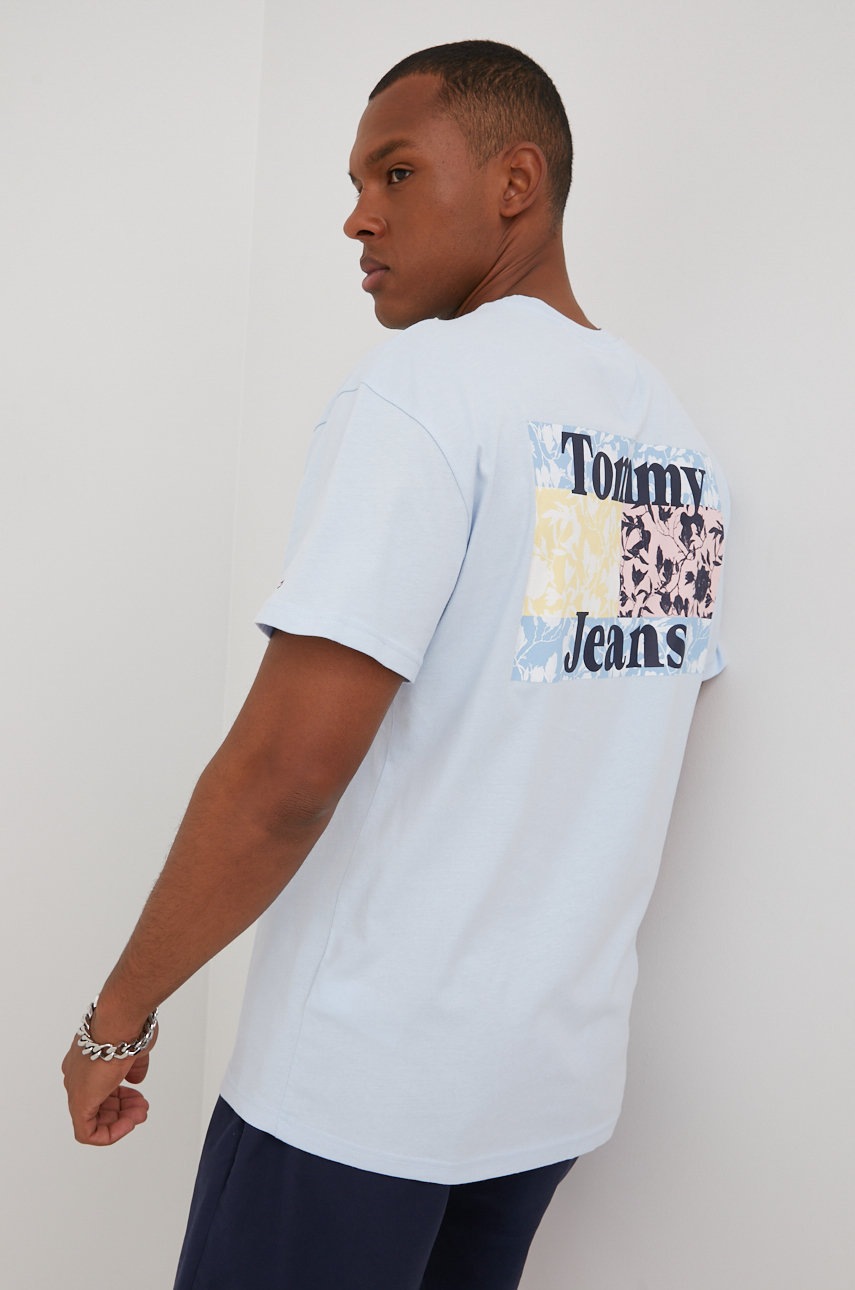 

Памучна тениска Tommy Jeans с принт, Син