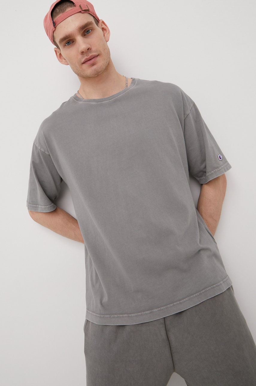 Champion tricou din bumbac 217243 culoarea verde, neted