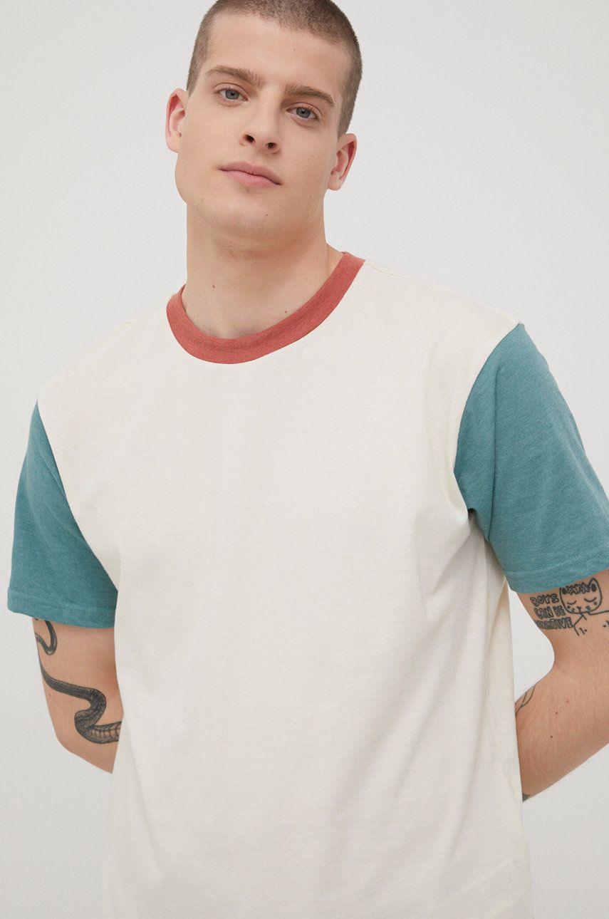 Billabong t-shirt męski kolor beżowy wzorzysty