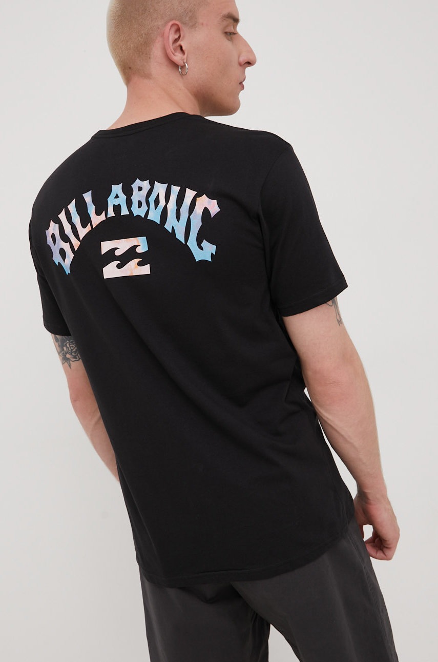 

Бавовняна футболка Billabong колір чорний з принтом