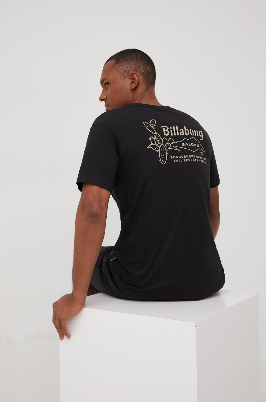 

Бавовняна футболка Billabong колір чорний з принтом