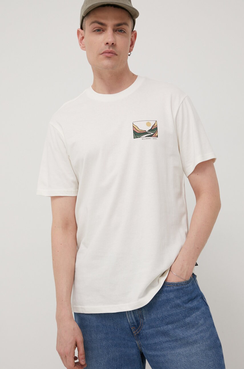 

Бавовняна футболка Billabong колір білий з принтом