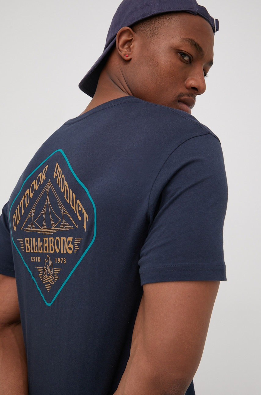 

Памучна тениска Billabong в тъмносиньо с принт, Тъмносин