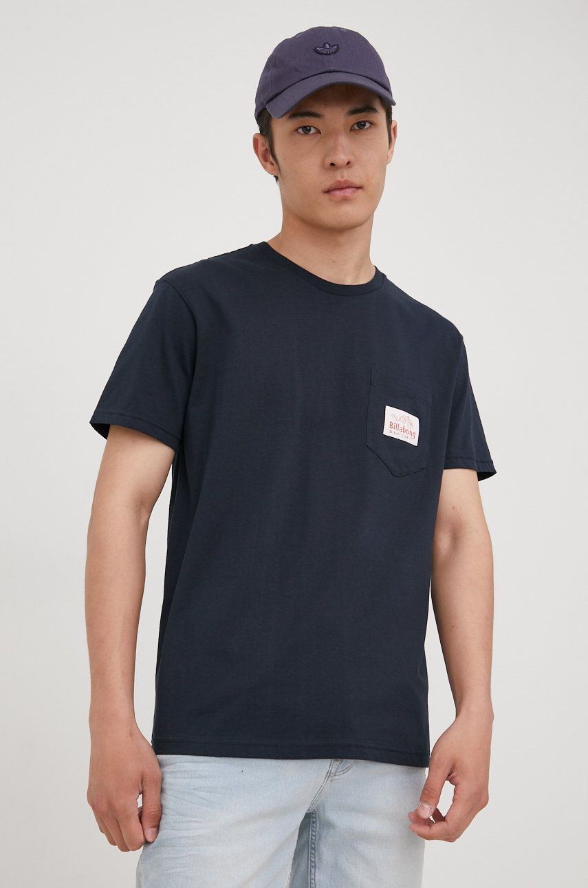 Billabong t-shirt bawełniany kolor granatowy z aplikacją