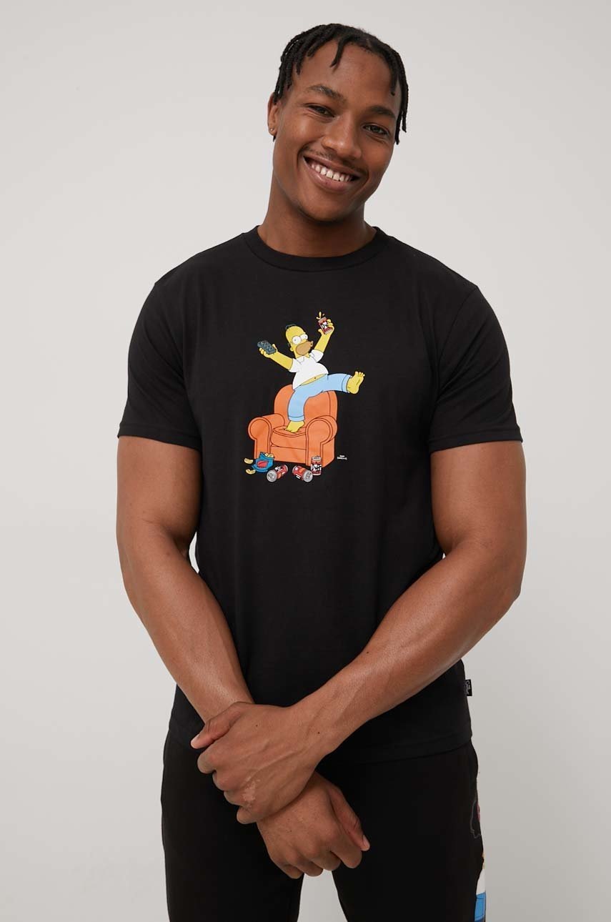 

Памучна тениска Billabong Billabong X The Simpsons в черно с принт, Черен