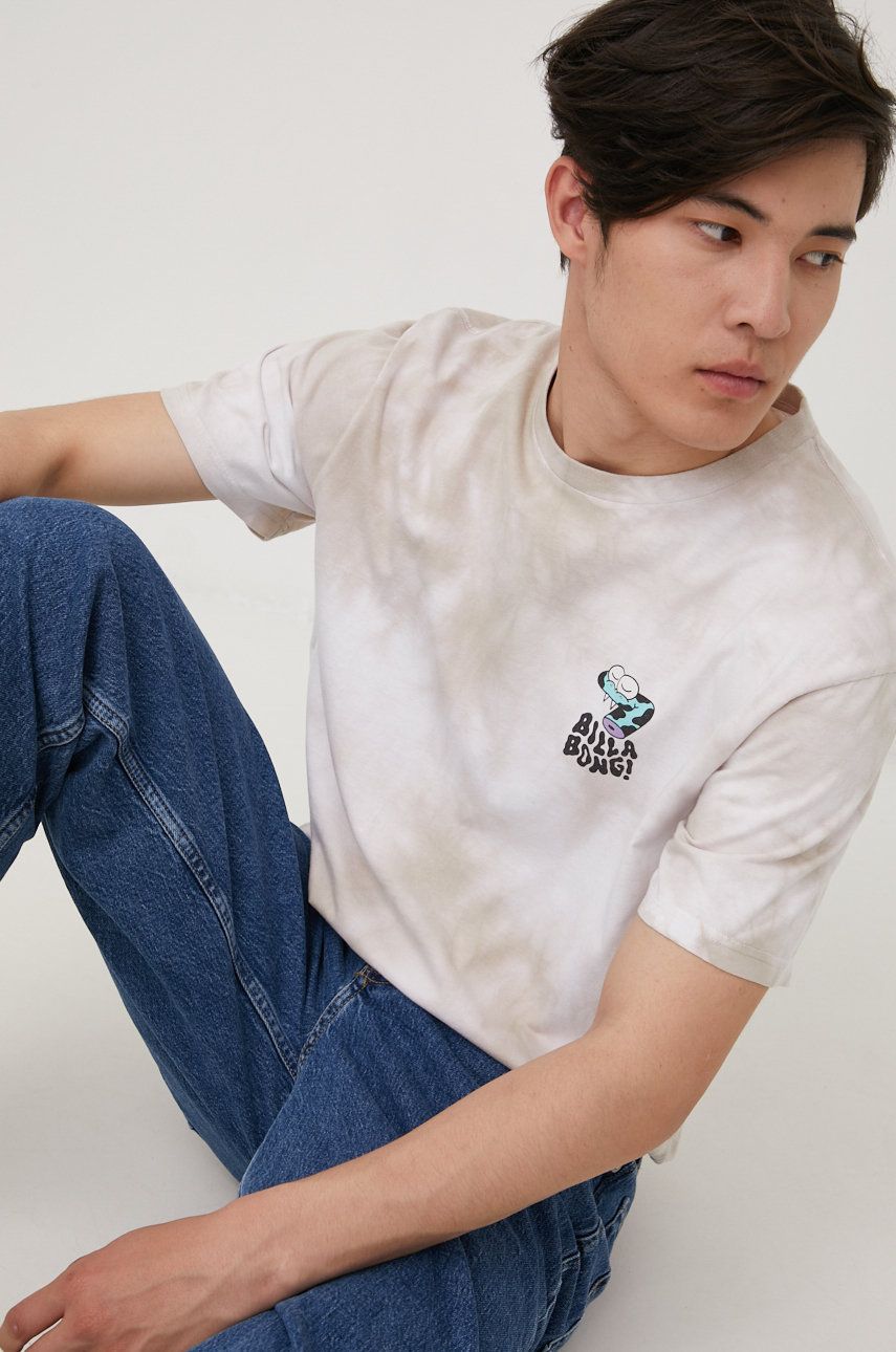 Billabong t-shirt bawełniany Billabong x BOKU kolor beżowy z nadrukiem