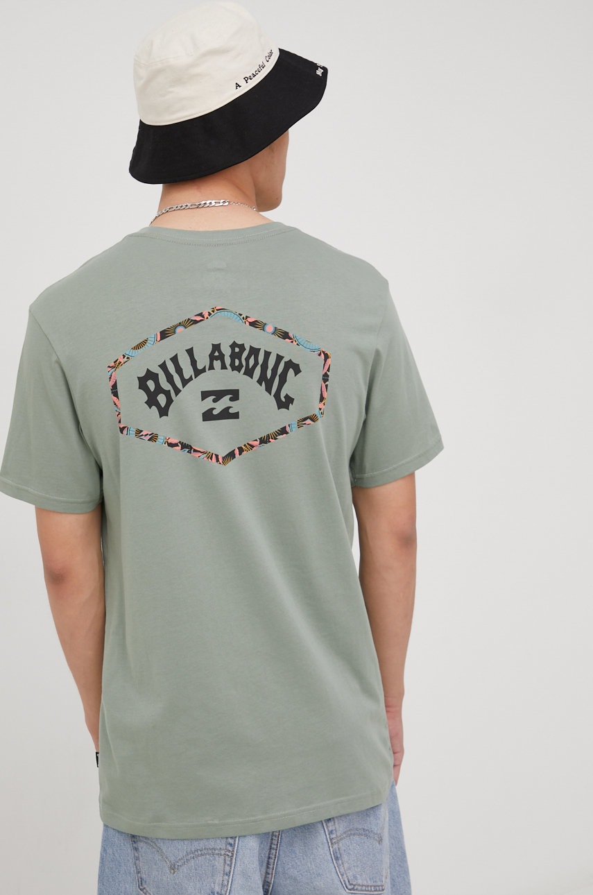 Billabong tricou din bumbac culoarea verde, cu imprimeu