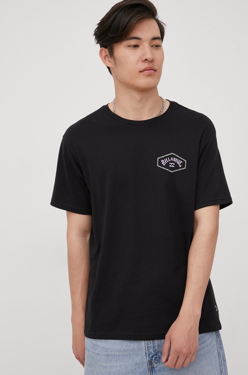 

Памучна тениска Billabong в черно с принт, Черен