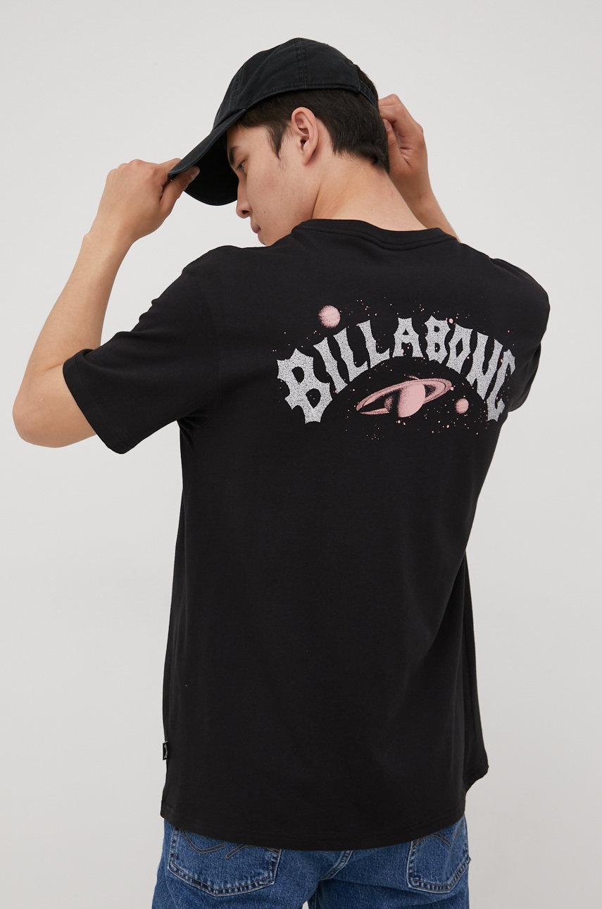 

Памучна тениска Billabong в черно с принт, Черен