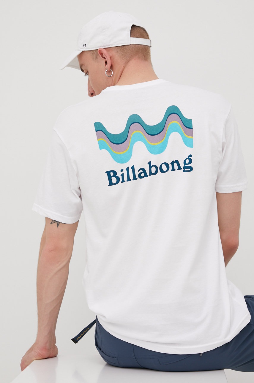 

Памучна тениска Billabong в бяло с принт, Бял