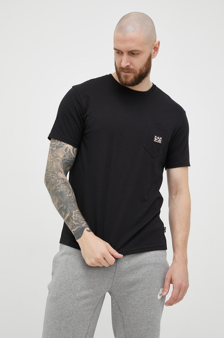 

Памучна тениска Billabong в черно с принт, Черен