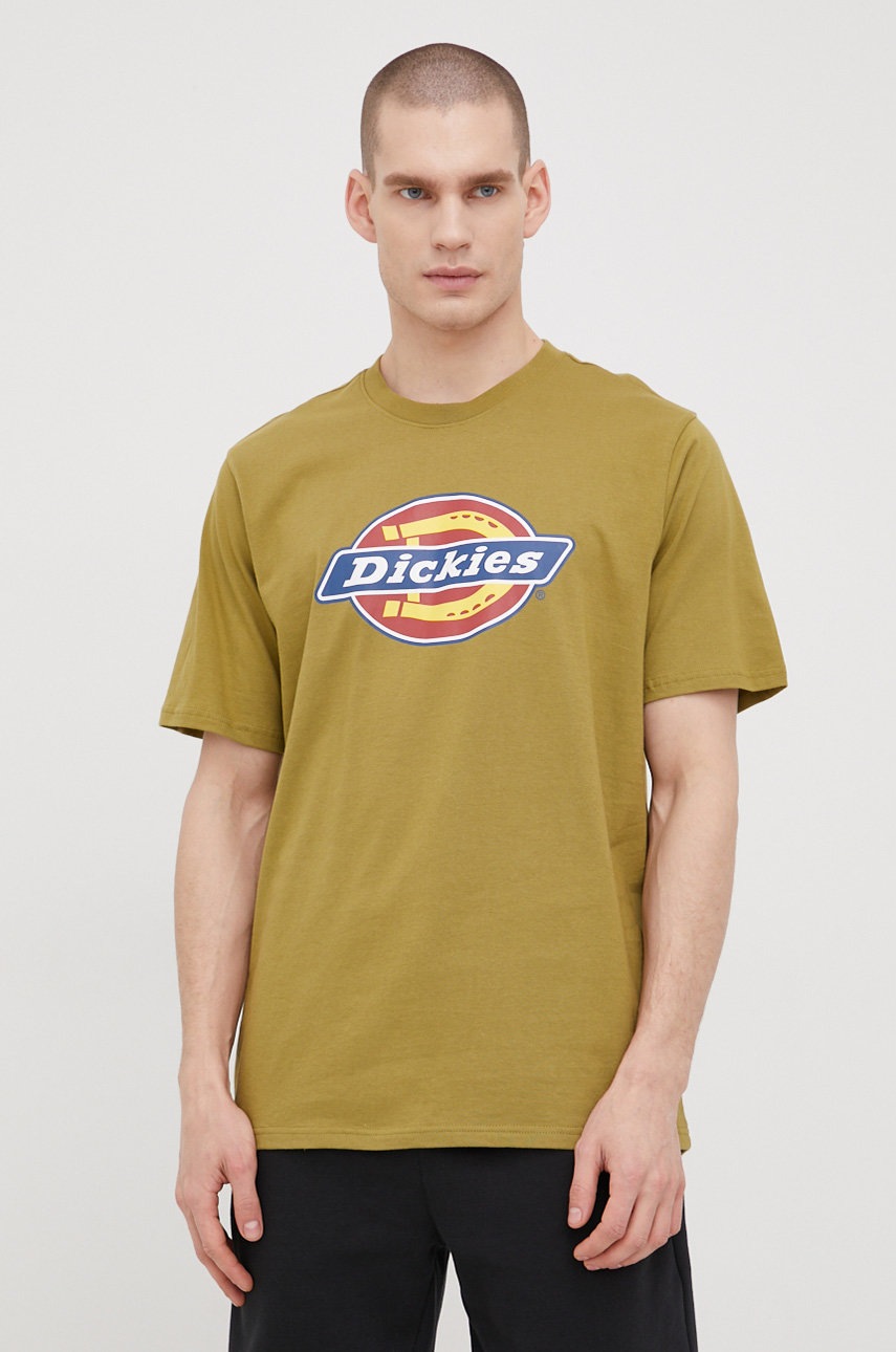 

Памучна тениска Dickies в зелено с принт, Зелен