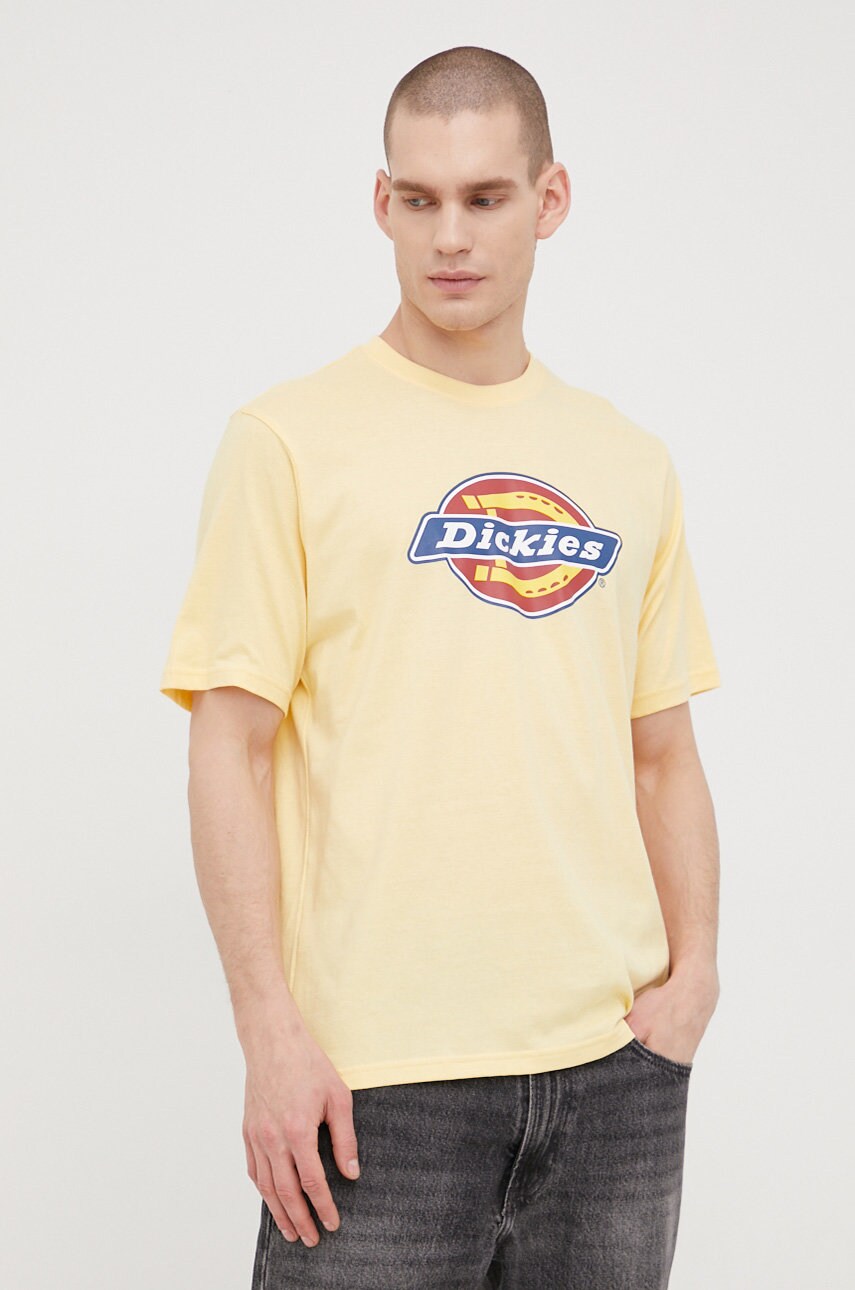 

Бавовняна футболка Dickies колір жовтий з принтом