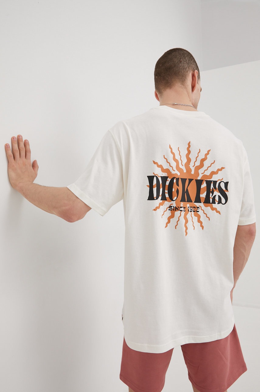 

Памучна тениска Dickies в бежово с принт, Бежов