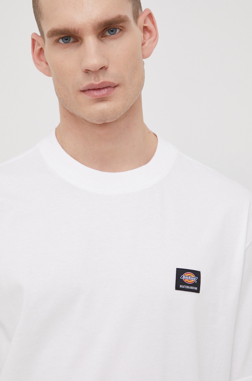 

Памучна тениска Dickies в бяло с изчистен дизайн, Бял