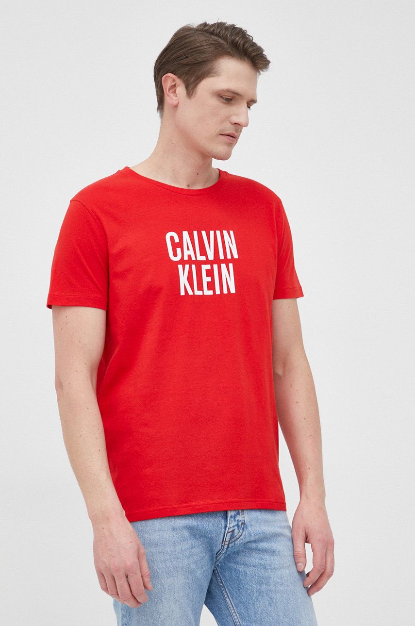 Calvin Klein t-shirt bawełniany kolor czerwony z nadrukiem