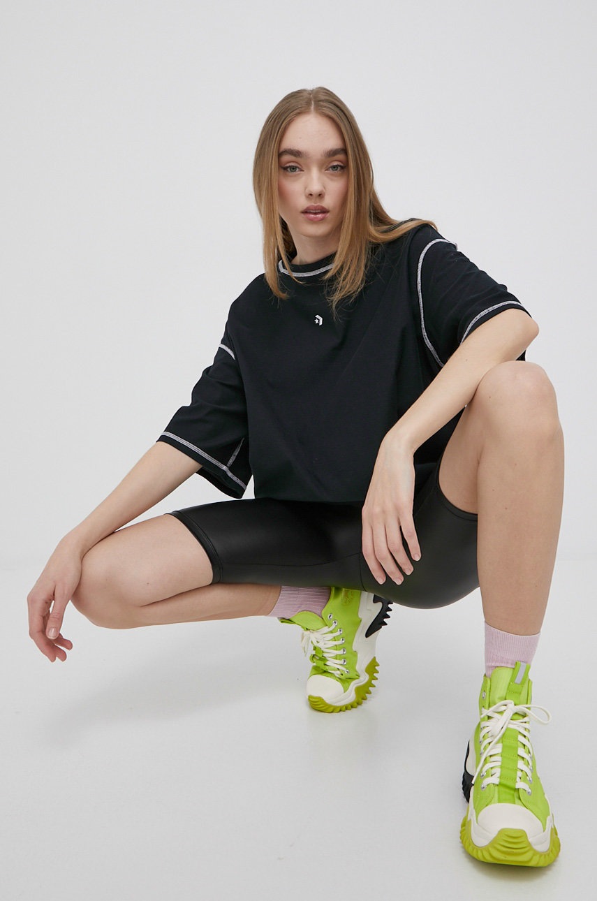 

Памучна тениска Converse в черно с изчистен дизайн, Черен