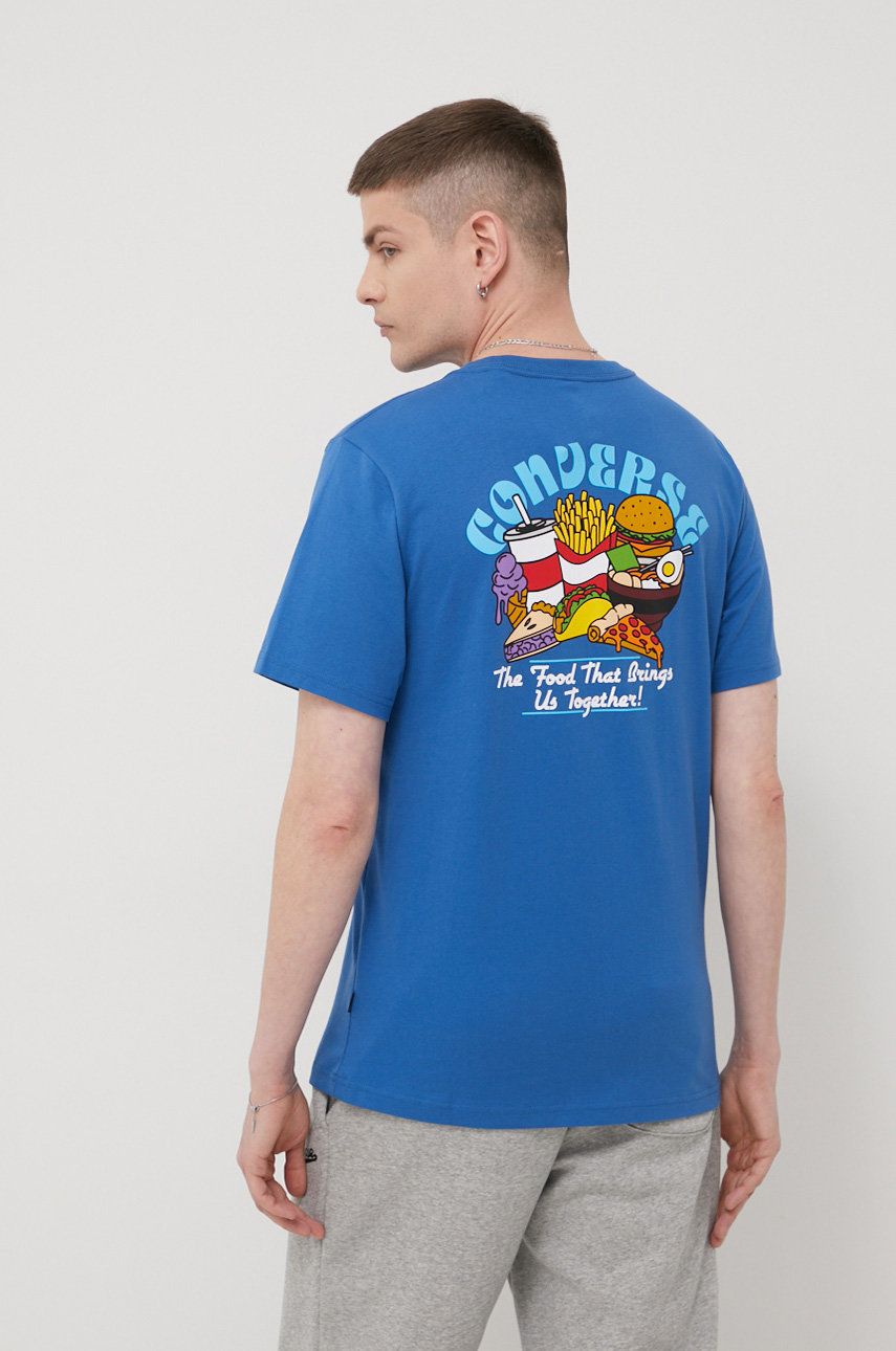 Converse tricou din bumbac culoarea turcoaz, cu imprimeu