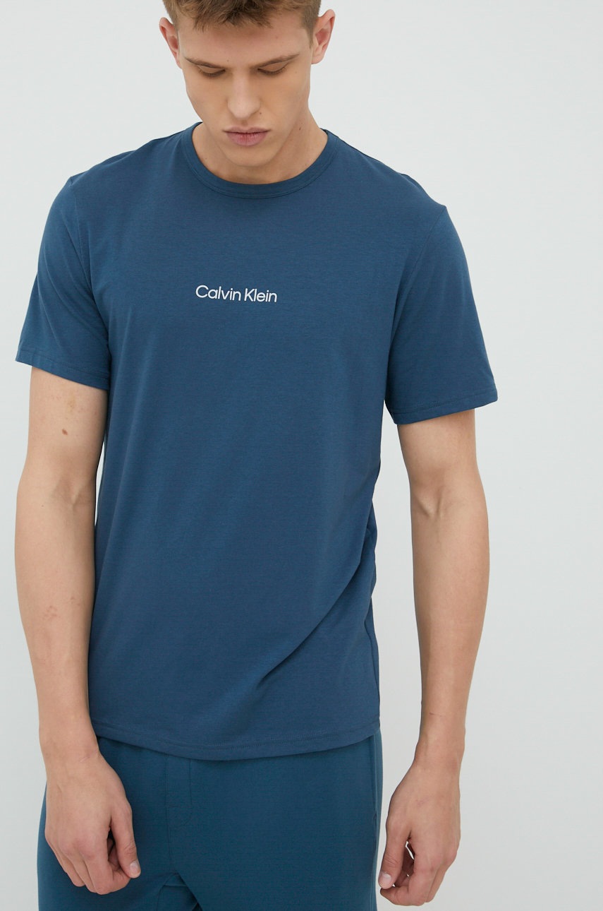 

Горнище на пижама с къси ръкави Calvin Klein Underwear в тюркоазено с принт, Тюркоазен