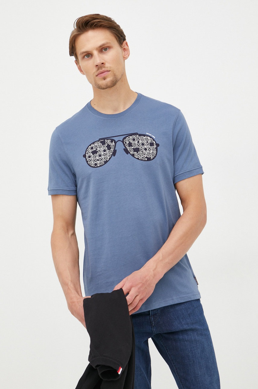 

Памучна тениска Michael Kors с принт, Син