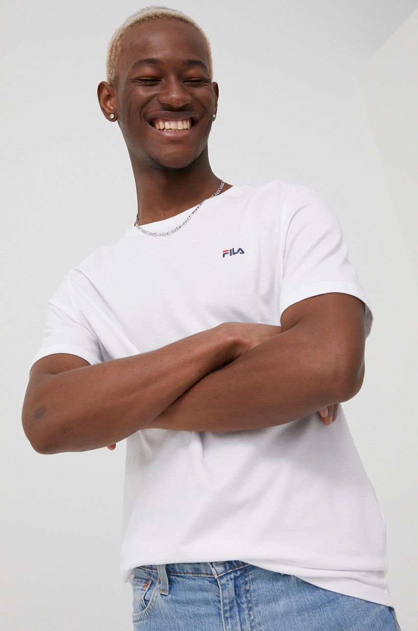 E-shop Bavlněné tričko Fila (2-pack) bílá barva, hladký