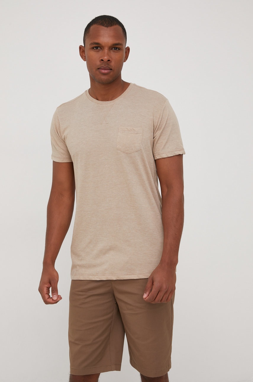Brave soul tricou barbati, culoarea bej, melanj