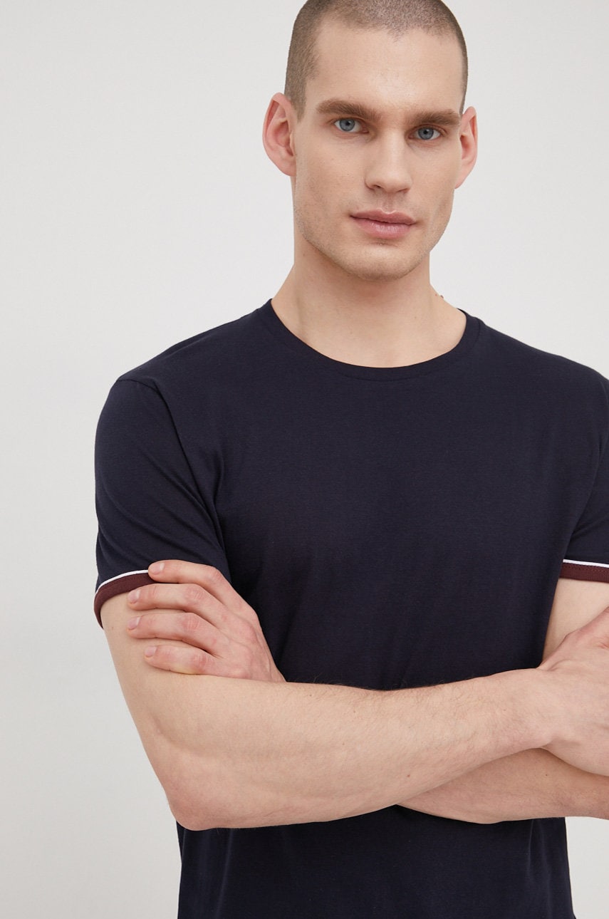 Brave soul tricou din bumbac culoarea albastru marin, neted