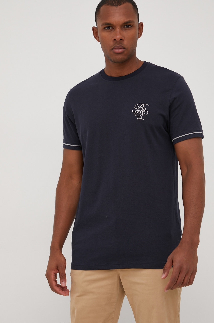 Brave soul tricou din bumbac culoarea albastru marin, cu imprimeu