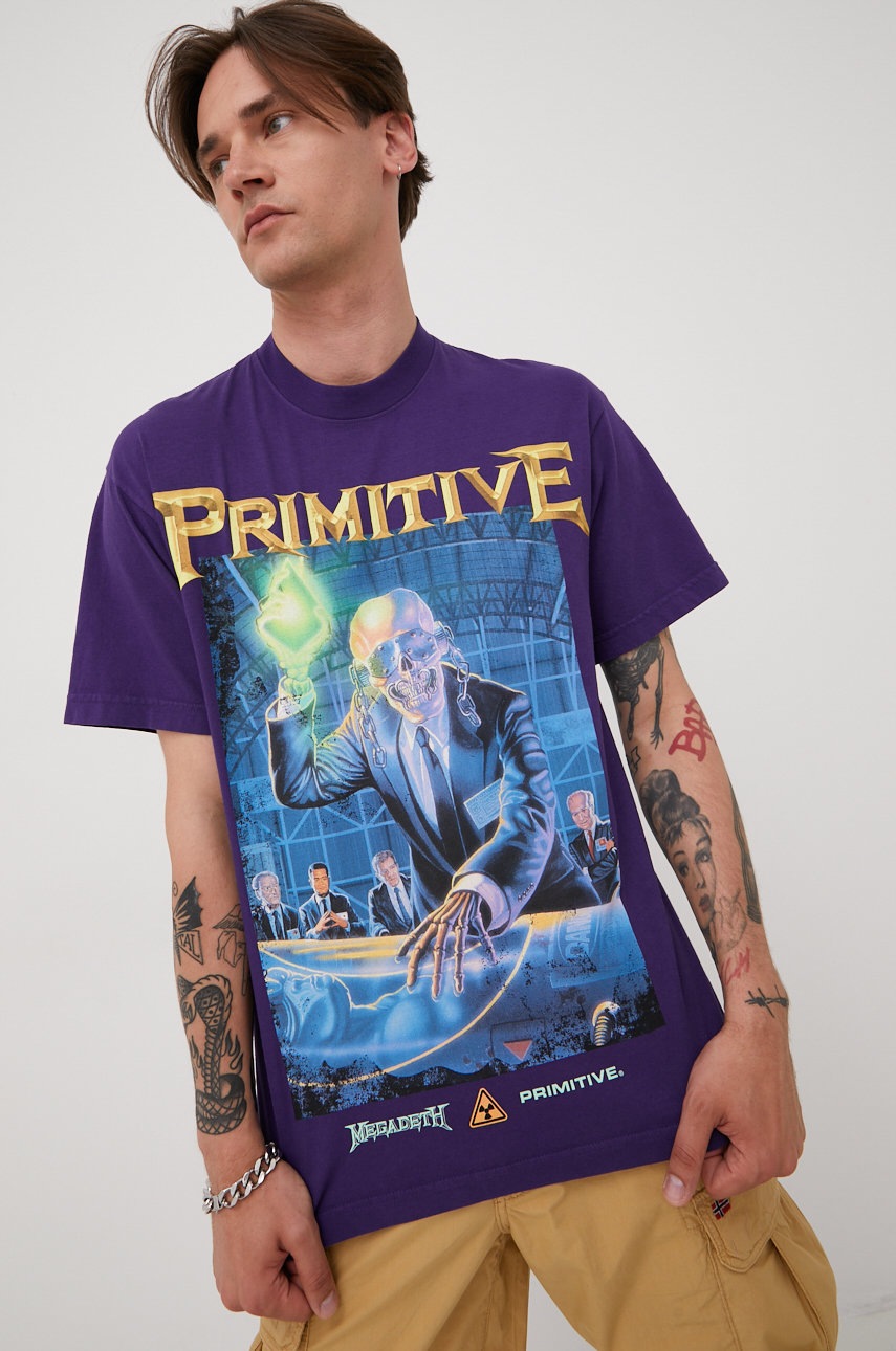 

Памучна тениска Primitive X MEGADETH в лилаво с принт, Виолетов