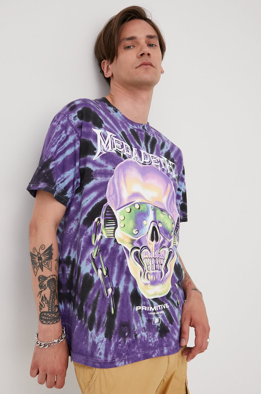 Primitive tricou din bumbac x megadaeth culoarea violet, cu imprimeu