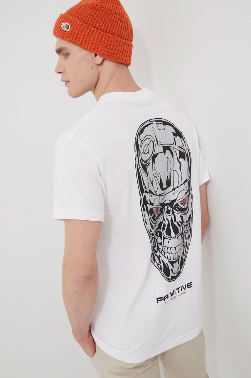 Levně Bavlněné tričko Primitive X Terminator bílá barva, s potiskem